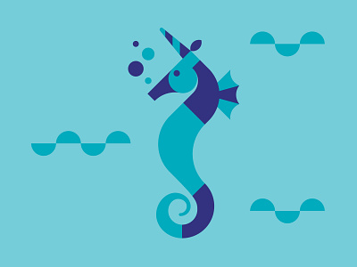 Seaunicorn animal design digital illustration fantasy flat illustration horse illustration imaginary logo mythical ocean sea seahorse seaunicorn simple unicorn water