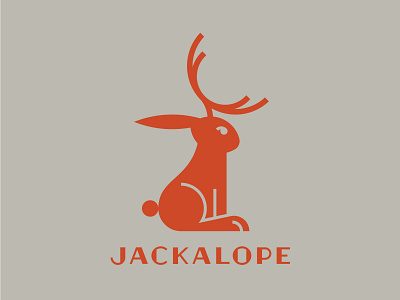 Jackalope animal antlers beast character creature design digital illustration fantasy figure flat illustration geometric illustration imaginary jackalope logo mythical rabbit simple tail typography