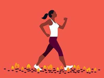 Fire Walker burning character courage design determination digital illustration exercise fire firewalking flames heat hot hot coals illustration profile side view strength tough walking woman