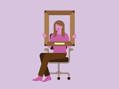 Employee Of The Month award chair character digital illustration employee holding illustration office picture frame plaque recognition sitting woman worker