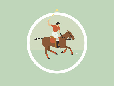 Polo ball compete digital illustration field game horse illustration mallet man match side view sport