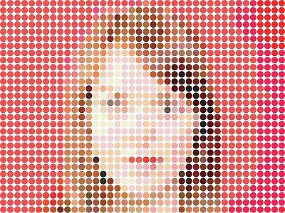 Pointillism Portrait circles digital illustration dots face portrait woman