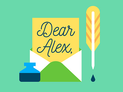 Dear Alex droplet email envelope ink inkwell letter pen quill