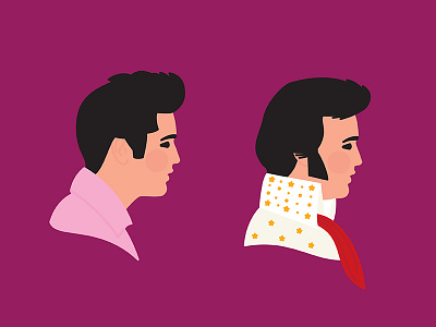Young & Old Elvis elvis memphis pompadour presley profile side view sideburns vegas