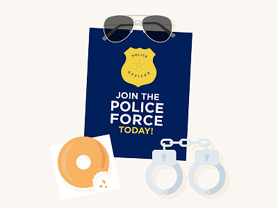 Join the Police Force Today! badge doughnut handcuffs napkins officer police sunglasses