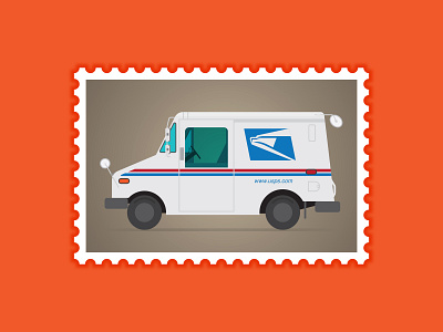 First Class Postage digital illustration forever illustration letter mail carrier post office postage postal service profile side view stamp truck vehicle