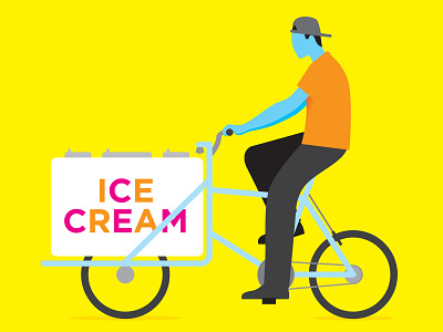 The Ice Cream Man bicycle bike dessert digital illustration food frozen ice cream illustration man profile sell side view summer tricycle
