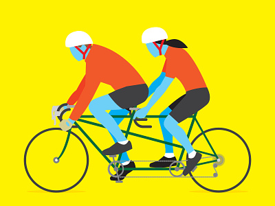 Tandem Cyclists bicycle bike cycling digital illustration illustration man riding tandem woman