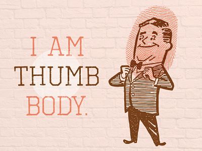 I Am Thumb Body bowtie fingerprint illustration man thumb thumbprint