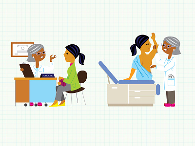 Doctor’s Consultation and Examination digital illustration doctor examination illustration medical woman