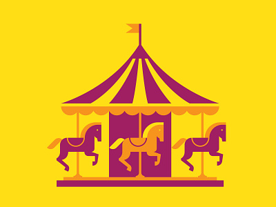 Carousel amusement park carousel flat illustration horses icon illustration merry go round ride