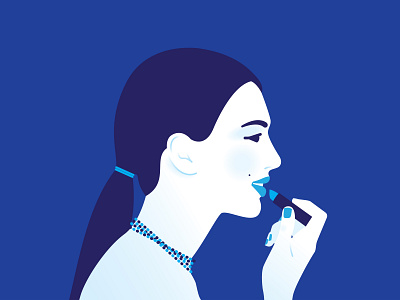 Bianca blue cosmetics digital illustration face illustration lips lipstick necklace ponytail profile side view woman