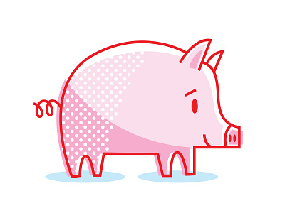 Oink Pig animal digital illustration hog illustration pig pink smile swine