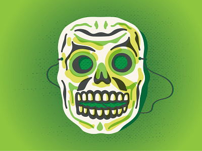 Halloween skull mask bones costume disguise face green halloween illustration mask skull string teeth white
