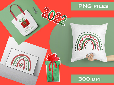 Christmas Watercolor Clipart brandingred christmas clipart design gifts green holiday illustration png rainbow watercolor winter