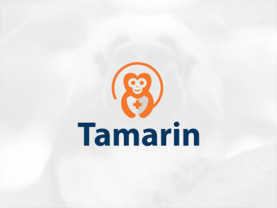 Tamarin Monkey Logo animal branding creative design flat logo logos medical monkey secure shield simple tamarin vector