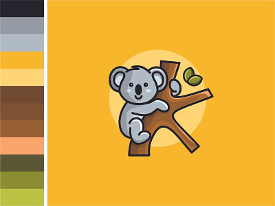 Koala cute character animal branding creative cute design flat illustration koala logo simple tree vector