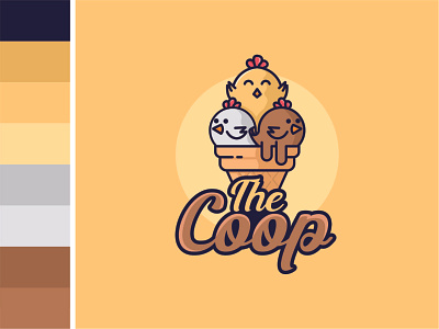 Ice cream and chicken logo combination branding chicken creative cute design flat ice cream ice cream cone ice cream logo logo simple vector