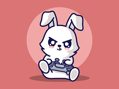 Gamer Rabbit cute gamer illustration kawaii logo rabbit