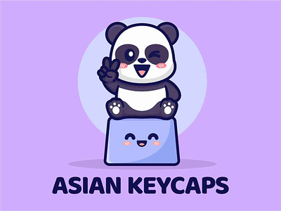 Peace Panda Cute Illustration design flat illustration keyboard keycaps logo panda sit