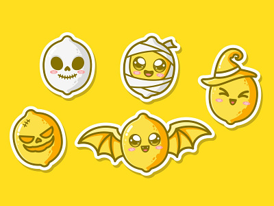 Cute Lemon Halloween Ilustration animation cute design flat halloween illustration kawaii lemon logo