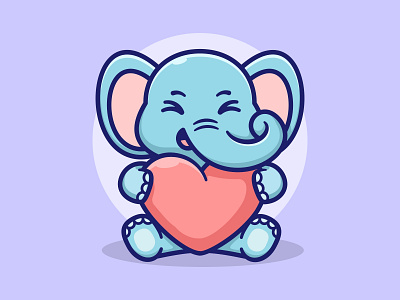 Elephant Cute Illustration cute elephant flat illustration logo vector