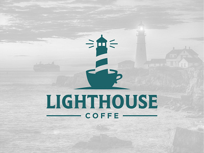 Lighthouse Coffe branding cafe coffe creative design flat food and drink lighthouse logo logodesign vector