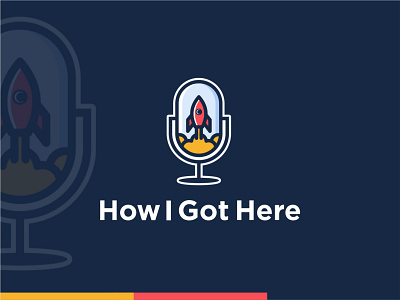 How I Got Here branding colorful design flat illustration logo mic podcasting rocket vector