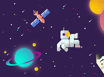 Astronaut Lost In Space design flat illustration illustrator minimal vector web