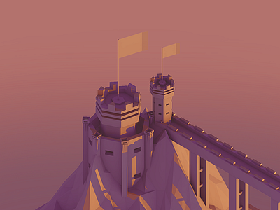 Low Poly Castle castle isometric low medieval orange poly sunset