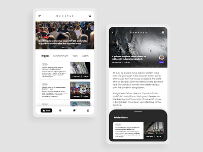 News App UI adobe xd aesthetic android android app design article clean ui corona cyclone minimalistic mobile news news feed reading app sports tech ui concept update ux design uxui worldwide
