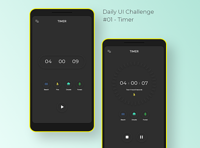 Daily UI Challenge - (01) Timer adobe xd aesthetic alarm app android android app design clean ui daily ui 001 daily ui challenge dark mode minimalistic mobile neumorphic neumorphism soft ui stopwatch ui ui concept user interface ux design uxui