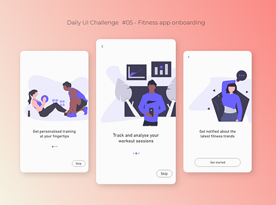 Daily UI Challenge - (05) Fitness app onboarding adobe xd analytics clean ui daily ui 005 daily ui challenge fitness app gym app minimalistic mobile notifications onboarding screen personalised tracking app uiuxdesign ux design uxui