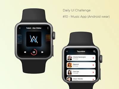 Daily UI Challenge - (10) Music app (Android wear)