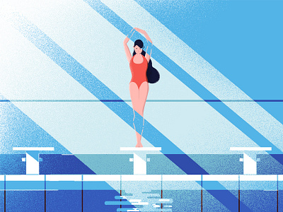Swimmer blue colour flat girl illustration lady paint swimming