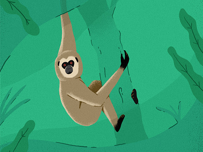 Gibbon Monkey climbing design dribbble gibbon illustration jungle monkey tree