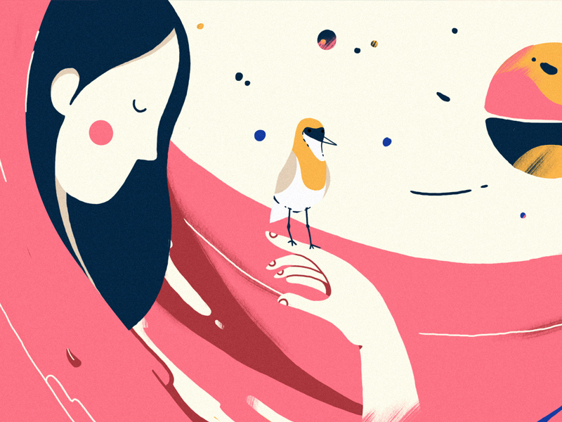 Lady and Bird by Pablo Lozano on Dribbble