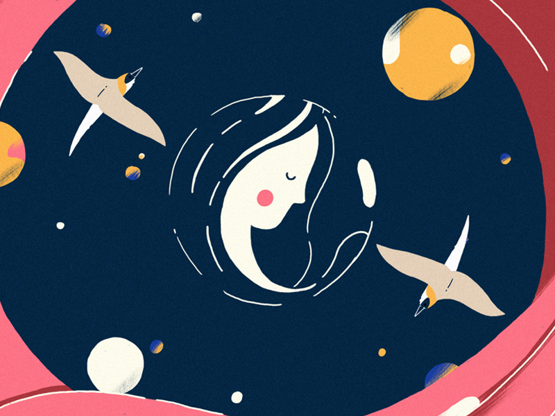 Face, Night and some planets character cel music video animation illustration