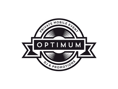 Optimum DJ & Promotions branding emblem flag logo seal stamp