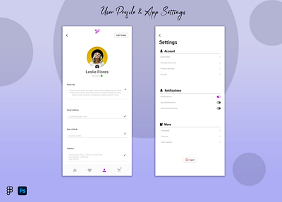 User Profile & App Settings app design figma ui uiux uiuxdesigner ux