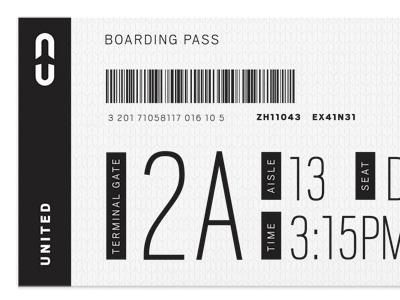 United Boarding Pass boarding pass branding student work united