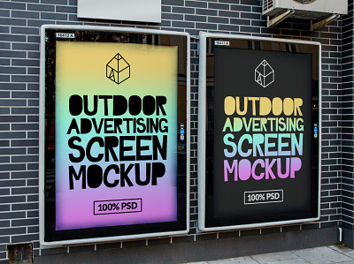 Free Outdoor Advertising Screen Mock-Ups 3 advertisement free freebie mock up mockup outdoor panel poster screen street