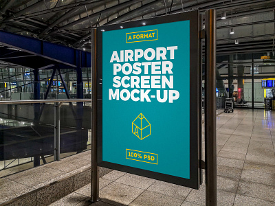 Free Airport Poster Screen Mock-Up 4 airport design display free freebie lcd mock up mockup poster print screen terminal
