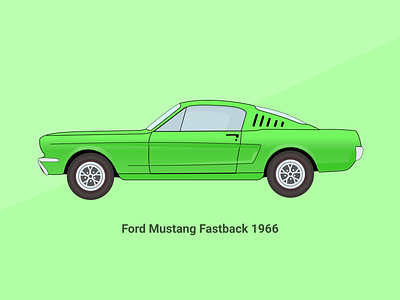 Ford Mustang Fastback 1966 design flat illustration minimal ui vector
