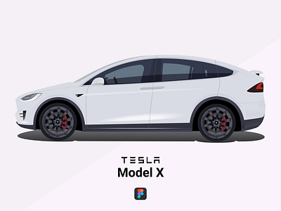 Tesla Model X art design flat icon illustration illustrator minimal typography vector