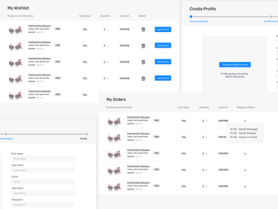 Ecommerce components design flat ui ux web website