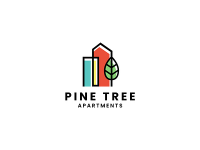 Pine Tree Apartments Logo apartment apartments branding colorful creative design identity logo minimalist modern logo real estate realty simple