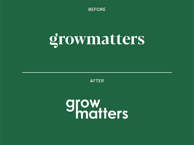 Growmatters - Before & After brand identity branding creative design environment flat green grow logo logo type minimalist modern nursery plant plantshop rebrand simple typography wordmark