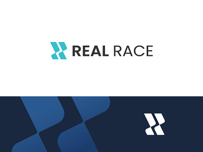 Real Race - Letter RR Logo blue brand branding design double r flat letter logo minimalist modern r race real rr simple tech vector