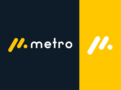 metro branding design flat icon identity logo m m logo metro metro logo minimalist modern simple symbol vector yellow
